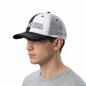 Gorra Trucker Negra y Blanca para Hombre, Malla Trasera, Gorra de Béisbol, Logotipo Personalizado Bordado, Ajustable con Cierre a Presión - Product Image 2