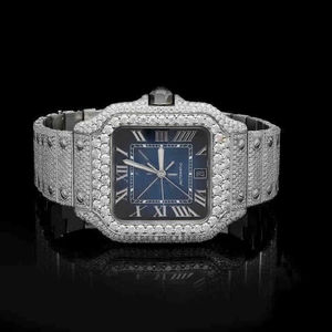 Reloj de Pulsera Automático de Acero Inoxidable para Hombre de Alta Calidad, Lujoso, Analógico, Completamente Adornado con Diamantes Moissanite, Cristal Antiguo - Product Image 1