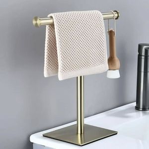 Toallero de metal de hierro duradero con diseño independiente y múltiples barras para organización del baño - Product Image 6