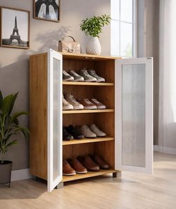 Zapatero de Madera Sintética, Zapatero de Madera de 4 Niveles para Entrada, Mueble Zapatero con Puertas y Estantes Ajustables - Product Image 2