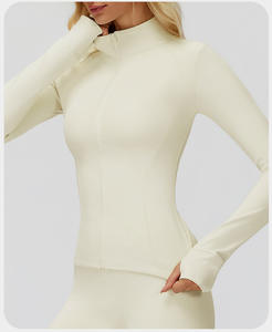 Veste de sport zippée personnalisée pour femme, nouvelle collection, idéale pour le yoga, l'automne et l'hiver, coupe ajustée, taille cintrée, pour la course et le fitness - Product Image 2