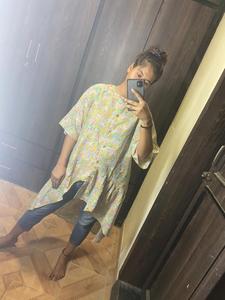 Túnica Corta de Algodón Hecha a Mano en India, Ecológica, Transpirable, para Uso Diario y de Playa, Vestido Holgado con Estampado Floral de Verano - Product Image 2