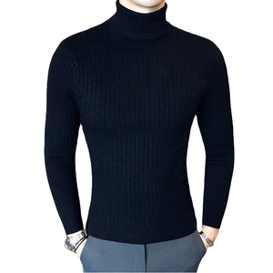 Pull à col roulé pour homme, tendance, à manches longues, pour l'hiver, motif col roulé, respirant, tricoté, pour la saison d'automne, chaud - Product Image 2