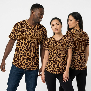 Camiseta Personalizada con Estampado de Leopardo, Camiseta de Manga Corta con Patrón Animal para Hombre, Ropa Deportiva Transpirable de Alta Calidad OEM - Product Image 1