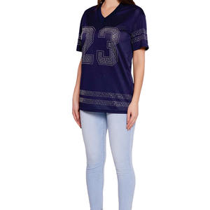 Maillot de football américain unisexe Y2K Streetwear avec strass, col en V, manches courtes, en mesh, imprimé par sublimation, service OEM de marque personnalisée - Product Image 4