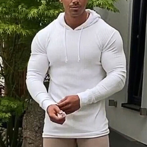 Sweat-shirt de sport pour homme, coupe ajustée, léger, en coton et polyester, respirant, pour l'entraînement en salle de sport, logo personnalisé - Product Image 5