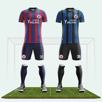 Vente en gros d'uniformes de football pour hommes, ensembles de vêtements de football de couleur dégradée fabriqués en usine par Old-fit International