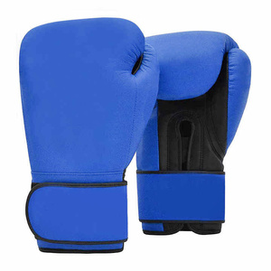 Gants d'entraînement de boxe en PU bleu avec fermeture Velcro, respirants, taille adulte pour la pratique de la boxe - Product Image 1