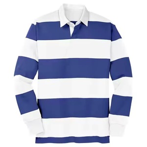 เสื้อโปโลแขนยาวลายทางสำหรับผู้ชาย ผ้าถัก สีดำเทา ทรงปกติ สวมใส่สบาย - Product Image 5