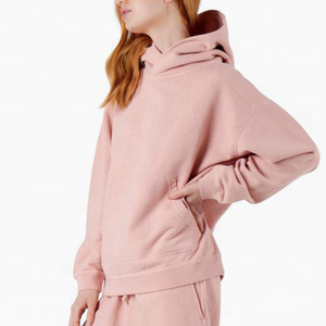 Women's <b>Pink</b> Oversized Hooded Sweatshirt Pullover With Front Pocket Casual Autumn Wear Fleece Material Regular Length - Product Image 2