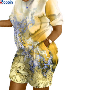 Conjuntos de 2 piezas personalizados de moda de verano para mujer: camiseta y pantalones cortos estampados, chándal informal holgado. - Product Image 1