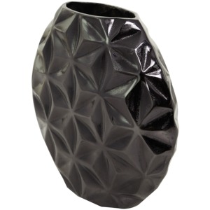 Jarrón Geométrico Negro Hecho a Mano, Decoración de Mesa con Acabado Metálico para Diseño de Interiores de Sala de Estar, para Decoración del Hogar - Product Image 1