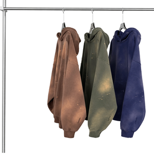 Hoodies Fleece <b>Pullover</b> <b>Men</b> Loose Fit Acid Wash Zip 100% Cotton Waterproof Winter Breathable Quick Dry Vintage Process Impex - Product Image 2