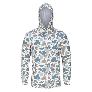 Pull à capuche à manches longues pour homme, polyester/coton, séchage rapide, UPF 50, anti-UV, vêtements de pêche - Product Image 1