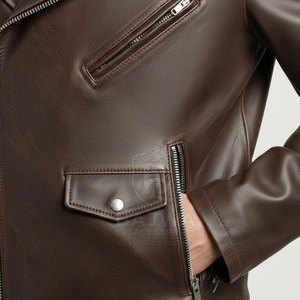Blouson de motard classique, design élégant avec fermeture éclair sur le devant, coupe confortable pour les motards, aventures en plein air et tenues décontractées quotidiennes. - Product Image 6