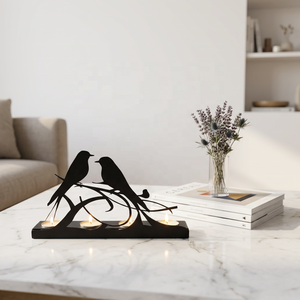 Support de bougie en métal noir en gros avec bougies chauffe-plat pour la décoration intérieure - Product Image 1