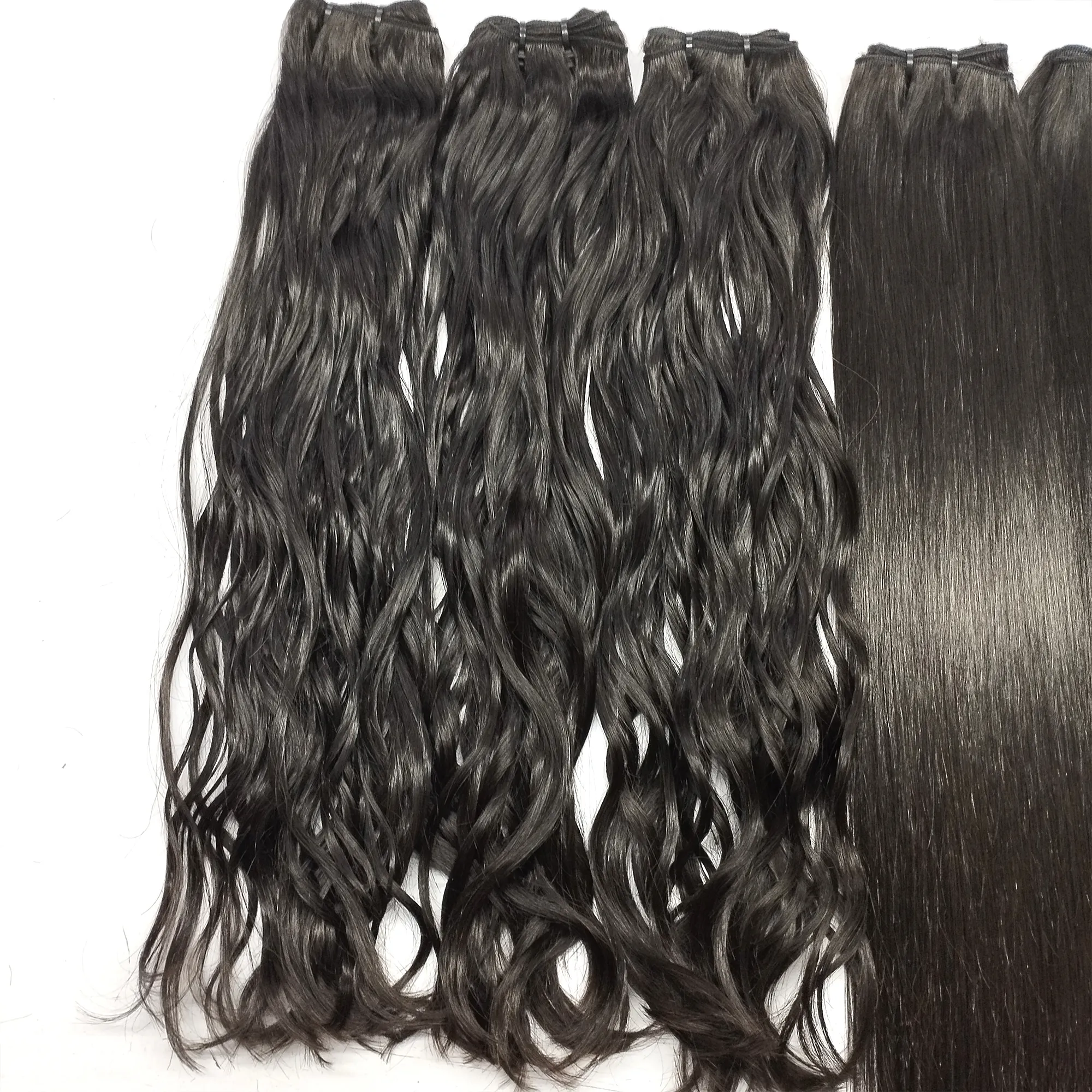 Cheap Human Highest Quality Temple Wavy Natural Curly Weft Bundle Closures Frontal Customized Free Style Salon hair Store Supply