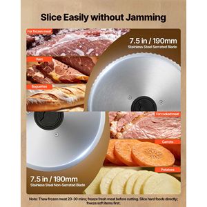 Affettatrice Elettrica Domestica da 7,5 Pollici con Lame SUS420, Tritacarne e Affettatrice con Spessore Regolabile 0-0,6 Pollici, 200W per Carne Congelata - Product Image 3
