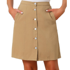 Custom Denim Skirts Manufacture High Waisted Long Casual with Pockets Women's Denim Skirts For Online sale - Product Image 4