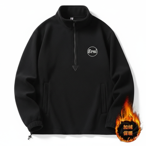 Men High-Neck Collar <b>Fleece</b> <b>Sweatshirt</b> Spring Autumn Casual Zip-Up Pullover Warm Jacket Wholesale - Product Image 1