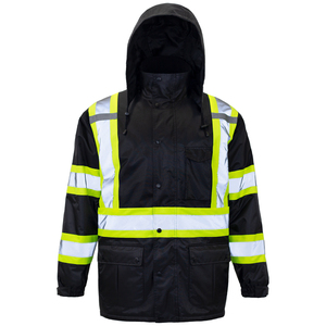 Mens Outdoor Safety Jacket Reflective <b>Utility</b> Outerwear With Durable Fabric For Professional Work Environments - Product Image 1
