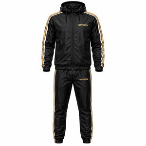 Custom Eco-Friendly <b>Men</b> <b>Polyester</b> Tracksuits Zip Nylon Hooded Windproof Waterproof Quick Dry Casual Solid <b>Jogger</b> Gym Sets Unisex - Product Image 6