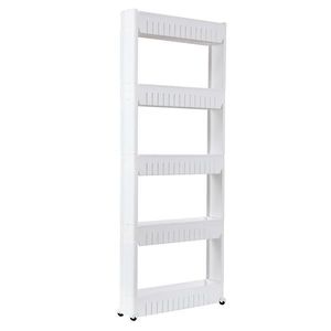 Carrello portaoggetti a 5 ripiani sottile con ruote, scaffalatura mobile estraibile per dispensa e cucina - Product Image 6