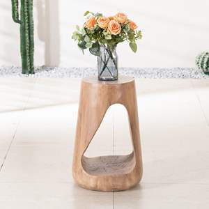 Mesa auxiliar redonda moderna de 14.56' con acabado liso, mesita de noche de óxido de magnesio, mesa auxiliar contemporánea - Product Image 1