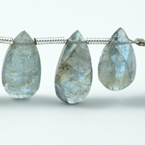 Perles de pierres précieuses en forme de poire à facettes Aqua mousse africaine naturelle élégante de qualité supérieure noir 60 carats 8 pouces utilisation de brin faisant l'occasion - Product Image 3
