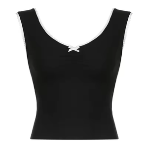 Top Básico Elástico con Volantes y Cuello en V para Mujer, con Lazo y Encaje Dulce, Colección Primavera 2026 - Product Image 5