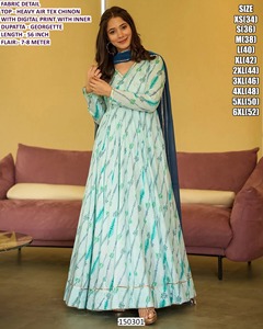 Conjunto Tradicional Anarkali Largo Hasta el Suelo para Mujer de Noorani para Ocasiones Festivas - Protección Solar y Secado Rápido - Product Image 4