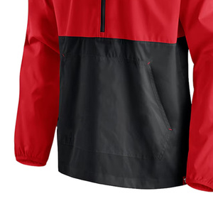 Red <b>Black</b> Color Blocked Hooded Soft Shell Jacket Quarter-Zip Water Resistant <b>Windbreaker</b> with Logo Front Pocket Adult Unisex - Product Image 5