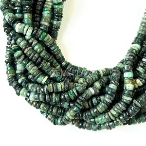 Natural Green Emerald Heishi <b>Beads</b> 5-6MM Emerald Wheel Tyre Shape <b>Beads</b> Heishi Shape Emerald Gemstone Emerald <b>Beads</b> For Jewelry - Product Image 1
