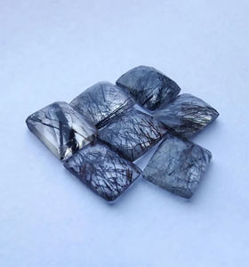 Cuarzo Rutilo Negro Natural, Corte Checker, Gema Rectangular Calibrada, Piedra Suelta, Todos los Tamaños Disponibles - Product Image 2