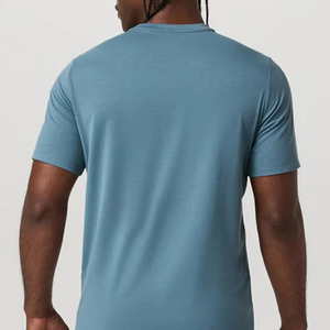 <b>Mens</b> Sky Blue Performance T Shirt For <b>Men</b> With Custom Logo Smooth <b>Stretch</b> Fabric Athletic Casual Lifestyle Crew Neck Tee - Product Image 2