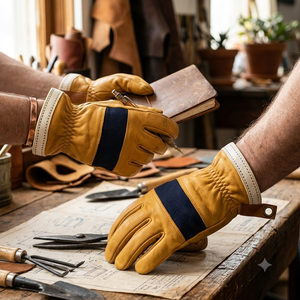 Best Performance Durable Heavy-Duty Cowhide Grain Leather Anti-Static Waterproof Smooth Safety <b>Driver</b> <b>Gloves</b> Comfortable - Product Image 5