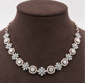 Conjunto de Collar y Pendientes para Mujer, Diseño Geométrico, Moissanita, Joyería Creada en Laboratorio, Chapado en Oro Rosa, Plata 925, Regalo para Fiesta Nupcial - Product Image 4