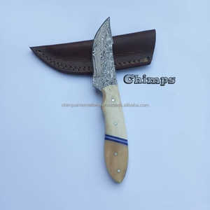 Cuchillo de Caza/Pelaje de Acero de Damasco de Grado Industrial de la Mejor Calidad Personalizado, Hoja Fija para Supervivencia al Aire Libre, Mango de Hueso de Camello y Cuero - Product Image 6