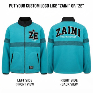 Veste polaire réfléchissante imperméable respirante de qualité supérieure 240 GSM, douce et confortable, turquoise et noir avec empiècements contrastants, fermeture éclair, pour homme - Product Image 1