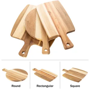 Planche à découper ronde en bois artisanale avec support pour couteau, écologique, compatible lave-vaisselle, pièce unique pour la cuisine - Product Image 2