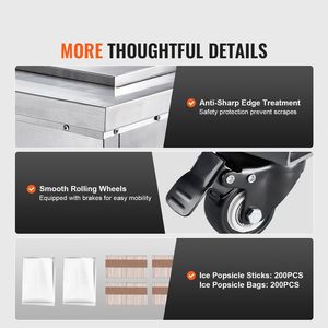 Macchina Commerciale per Ghiaccioli in Acciaio Inox, Set 2 Stampi, 52 Pezzi, Produttore di Ghiaccioli su Stecco per la Produzione di Gelati su Stecco - Product Image 6