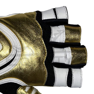 Guantes de entrenamiento de medio dedo al por mayor, guantes de levantamiento de pesas de cuero y neopreno, guantes de gimnasio con acolchado en la palma de diseño personalizado - Product Image 4