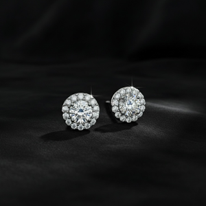 925 <b>Silver</b> Moissanite <b>Stud</b> <b>Earrings</b> Round Brilliant Iced Out Claw <b>Set</b> Ear <b>Studs</b> for Wedding Party Gift - Product Image 2