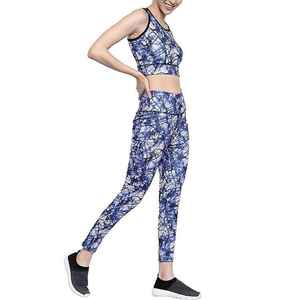 Ensemble de yoga 2 pièces pour femmes avec impression par sublimation, leggings et soutien-gorge à séchage rapide, tenue de sport athlétique pour femmes - Product Image 2