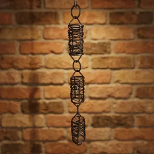 Carillon à vent cylindrique en fil métallique vintage, ornement suspendu pour jardin, décoration extérieure sur le thème de la nature, décoration de jardin - Product Image 2