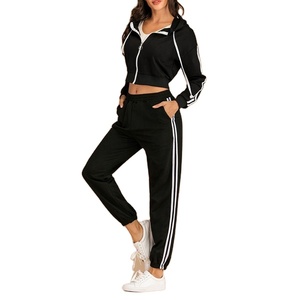 Custom Lace Puff Printed Women's Drop Shoulder Hooded Skinny Winter Button Streetwear 100% Cotton Tracksuit High Quality Unique - Product Image 1
