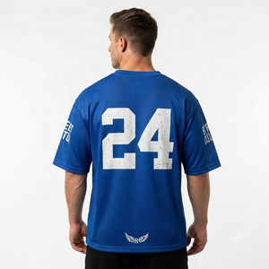 Camiseta de Fútbol Azul para Hombre, Número 24, Sublimada, Cuello Redondo, Manga Corta, Transpirable, Corte Regular, Ropa Deportiva para Adultos - Product Image 4