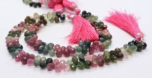 Natural Multi Tourmaline Faceted Teardrop Shape <b>Beads</b> 5x7-6x8MM Multi <b>Color</b> Gemstone Drop <b>Beads</b> 8 Inch Multi Tourmaline <b>Beads</b> - Product Image 4