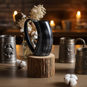 Taza de Cuerno de Búfalo Negra Apta para Lavavajillas, Vaso para Cerveza y Vino, Proveedor Mayorista de Vasos para Cerveza - Product Image 1