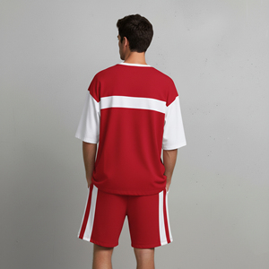 Wholesale Solid Men's 2-Piece Short Set Streetwear Casual Wear Custom <b>Screen</b> Printed Logo 100% Cotton Short Sleeves Short Set - Product Image 5
